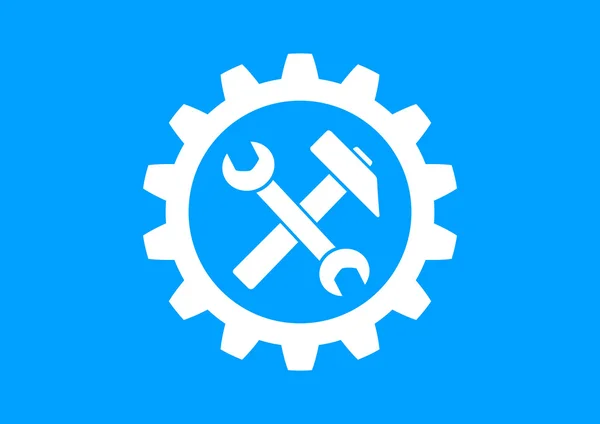 Icône industrielle blanche sur fond bleu — Image vectorielle
