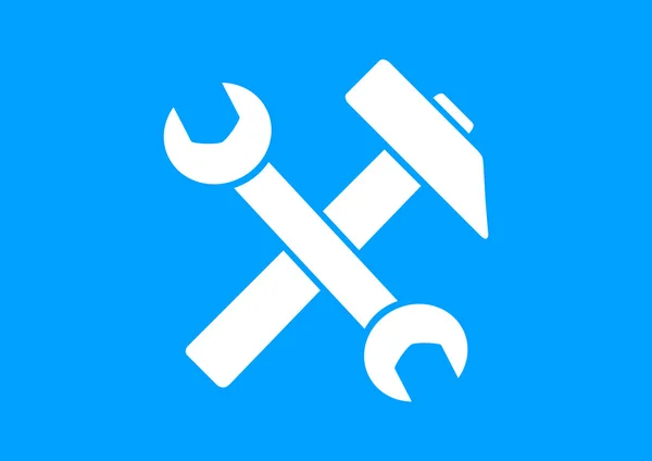 Bílý průmyslové ikona na modrém pozadí — Stockový vektor