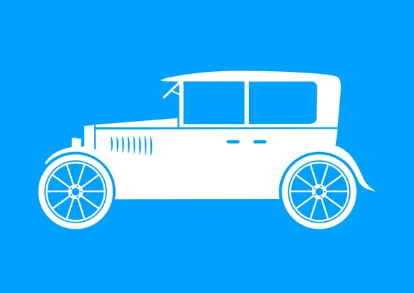 Witte auto pictogram op blauwe achtergrond — Stockvector