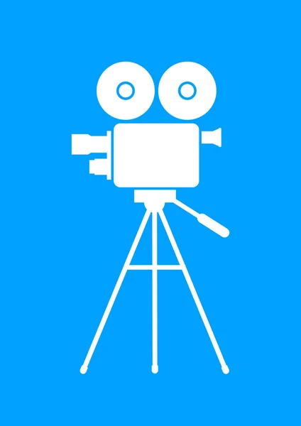 Vit filmkamera på blå bakgrund — Stock vektor