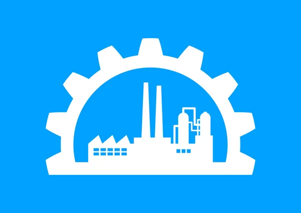 White industrial icon on blue background — Stock Vector