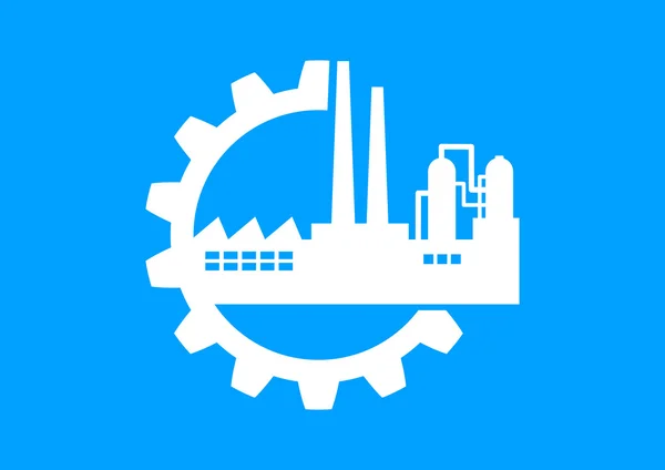 White industrial icon on blue background — Stock Vector