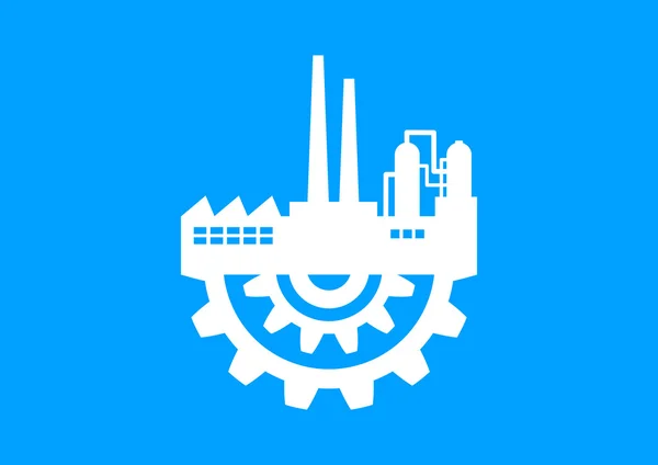Icône industrielle blanche sur fond bleu — Image vectorielle