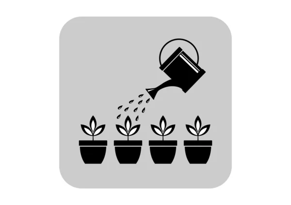 Regadera y plantas — Vector de stock