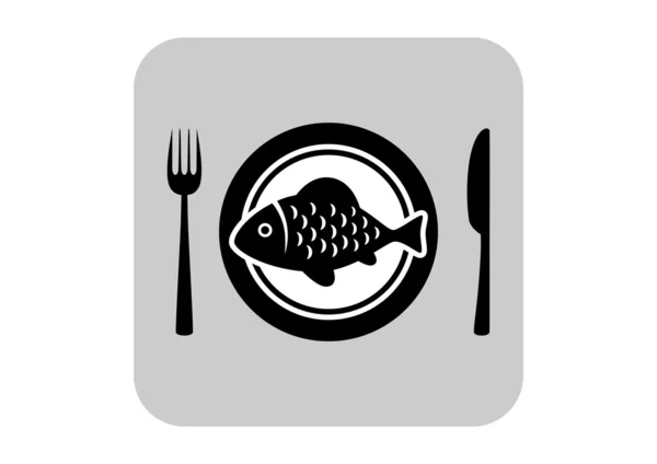 Poisson sur assiette en porcelaine — Image vectorielle