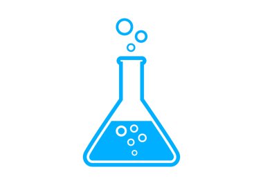 Beyaz zemin üzerine mavi laboratuvar cam