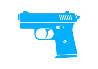 Beyaz zemin üzerine mavi silah simgesi