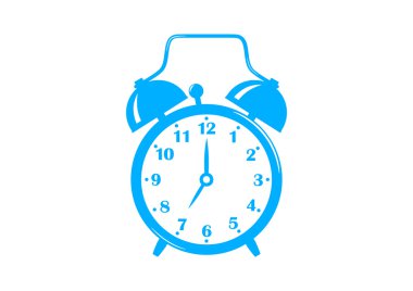 Beyaz arkaplanda mavi alarm saati