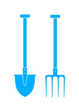 Mavi spade ve beyaz arka plan üzerinde dirgen