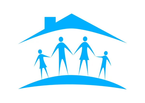 Blauwe familie pictogram op witte achtergrond — Stockvector