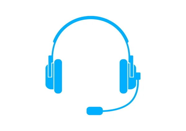 Icono de auriculares azules sobre fondo blanco — Vector de stock