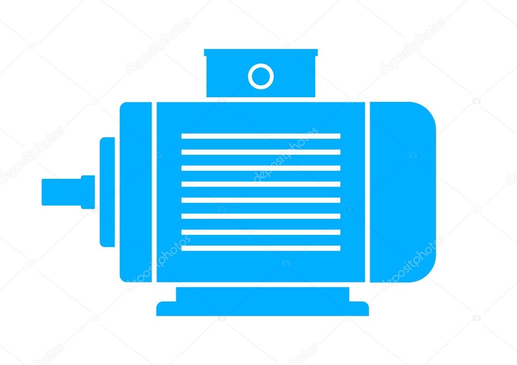 Blue electric motor on white background