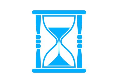 Beyaz zemin üzerine mavi kum saati simgesi