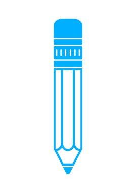 Beyaz arkaplanda mavi kalem simgesi