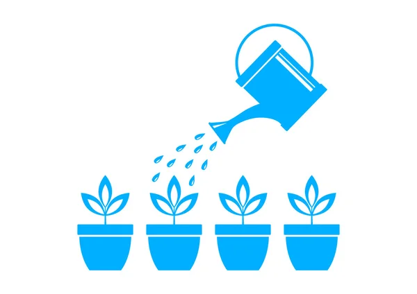 Bidón azul y plantas sobre fondo blanco — Vector de stock