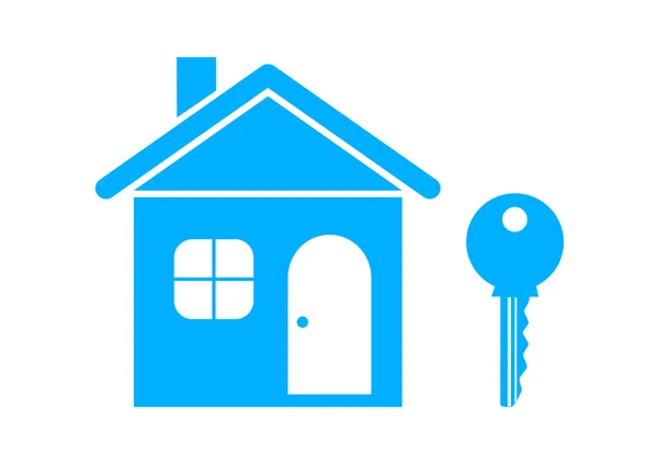 Icona della casa blu su sfondo bianco — Vettoriale Stock