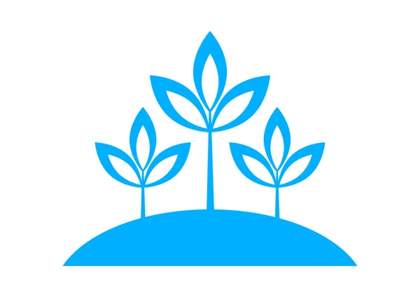 Blauwe plant pictogram op witte achtergrond — Stockvector