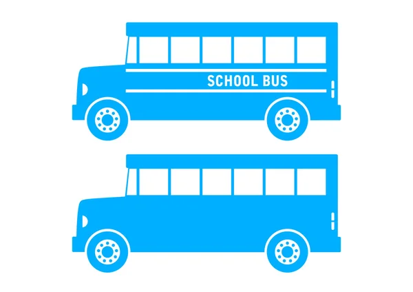 Autobus scolaire bleu sur fond blanc — Image vectorielle