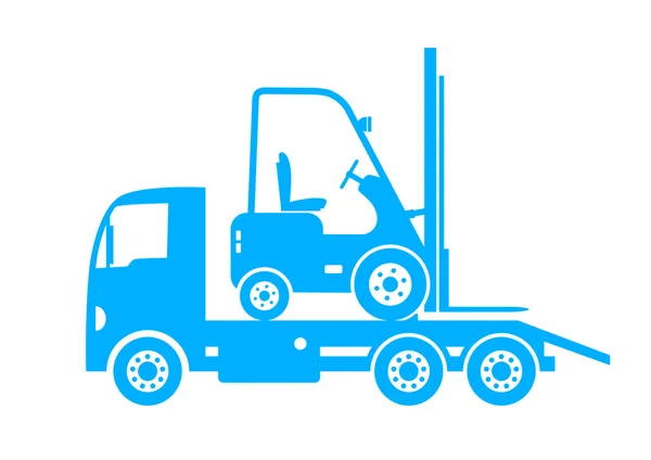 Blue tow truck and forklift on white background — Stock Vector