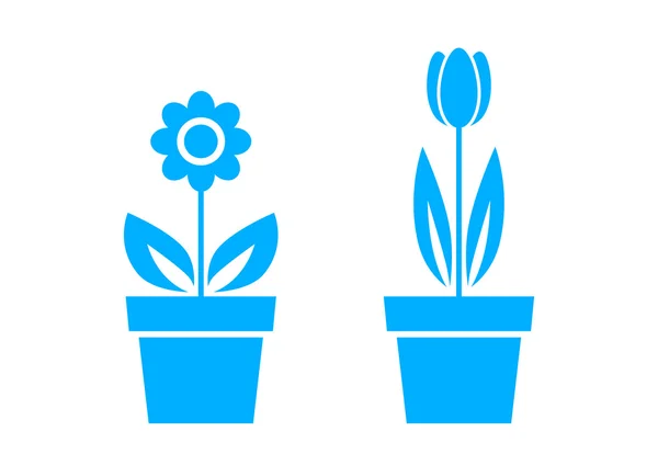 Iconos de flor azul sobre fondo blanco — Vector de stock