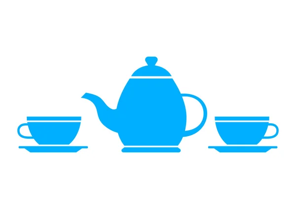 Bule azul e xícara de chá sobre fundo branco — Vetor de Stock