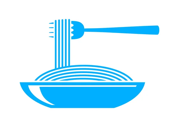 Blaues Spaghetti-Symbol auf weißem Hintergrund — Stockvektor