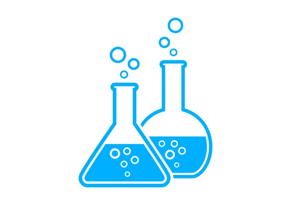 Blå laboratorium glas på vit bakgrund — Stock vektor