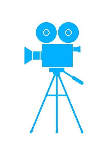 Blauwe filmcamera op witte achtergrond — Stockvector