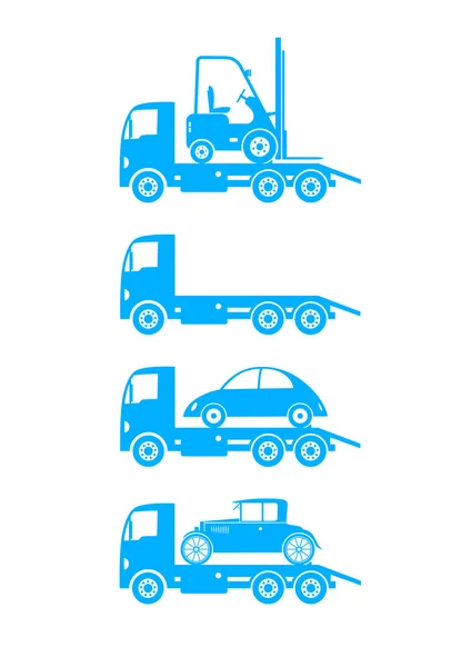 Icônes de remorquage camion sur fond blanc — Image vectorielle