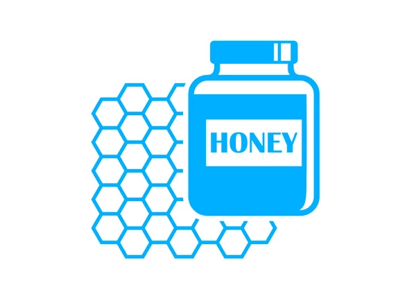 Blauwe honing pictogram op witte achtergrond — Stockvector