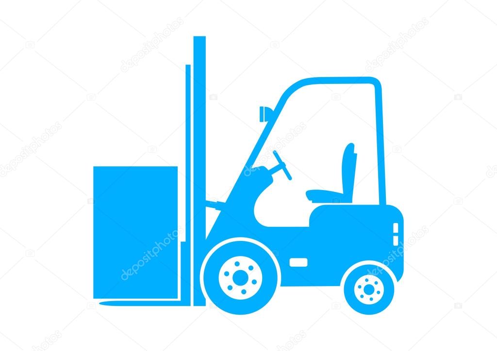 Blue forklift icon on white background  