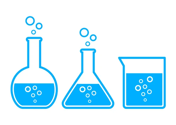 Iconos de vidrio de laboratorio sobre fondo blanco — Vector de stock