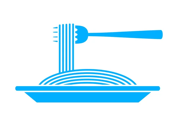 Ícone de espaguete azul no fundo branco — Vetor de Stock