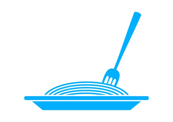 Ikon spageti biru pada latar belakang putih - Stok Vektor