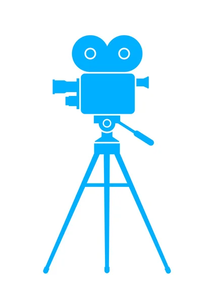 Cámara de cine azul sobre fondo blanco — Vector de stock