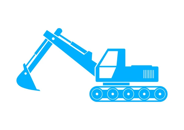 Blå grävmaskin ikonen på vit bakgrund — Stock vektor