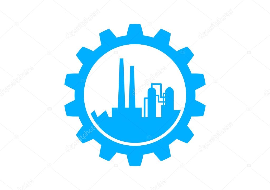 Blue industrial icon on white background