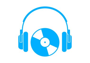 Beyaz zemin üzerine mavi kulaklık simgesi