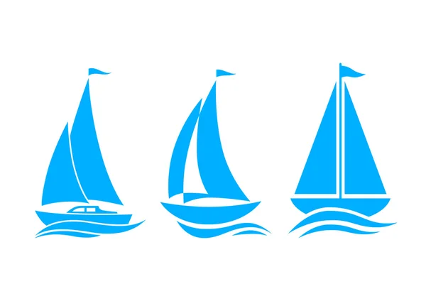 Blue sailboat icons on white background — Stock Vector