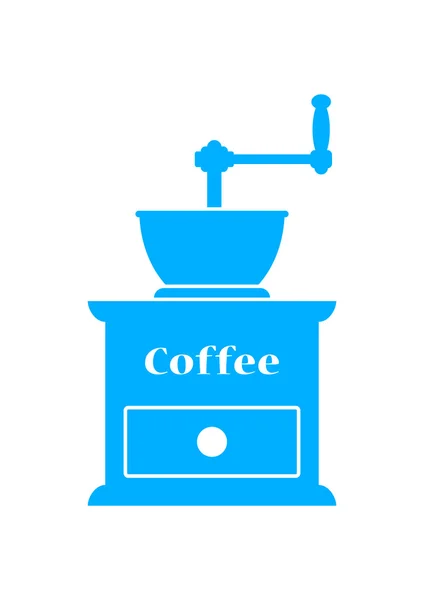 Mlýnek na kávu modrá na bílém pozadí — Stockový vektor