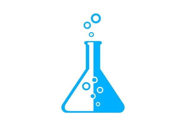 Cristal de laboratorio azul sobre fondo blanco — Vector de stock