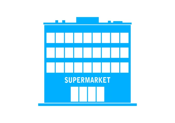 Blauwe supermarkt pictogram op witte achtergrond — Stockvector