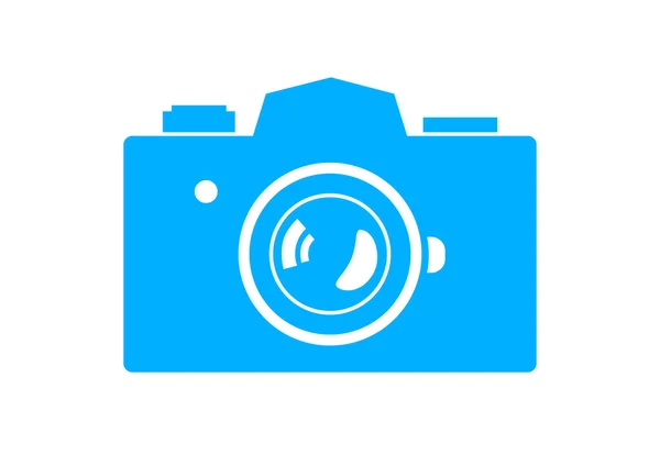 Ícone da câmera azul no fundo branco — Vetor de Stock
