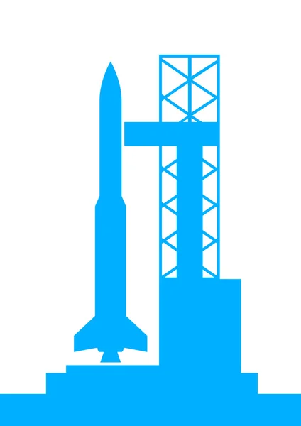 Blauwe raket pictogram op witte achtergrond — Stockvector