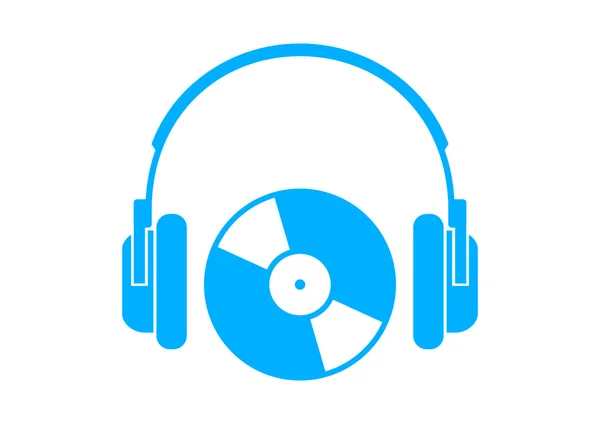 Icono de auriculares azules sobre fondo blanco — Vector de stock