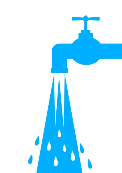 Icona rubinetto blu su sfondo bianco — Vettoriale Stock