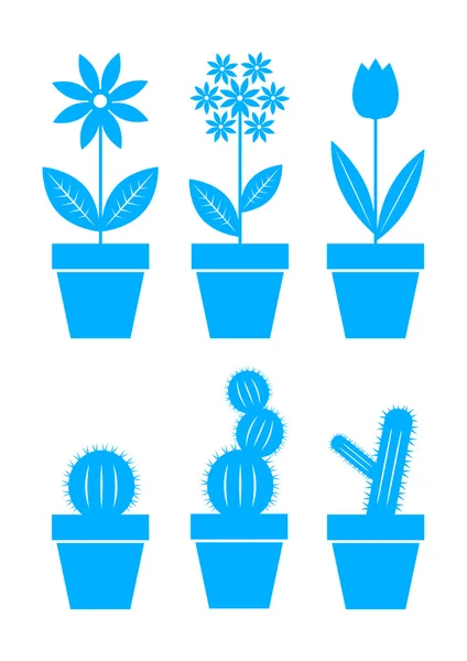 Iconos de flor azul sobre fondo blanco — Vector de stock