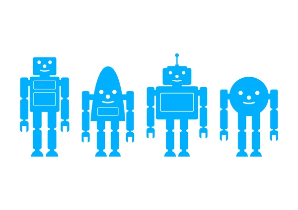 Iconos de robot azul sobre fondo blanco — Vector de stock