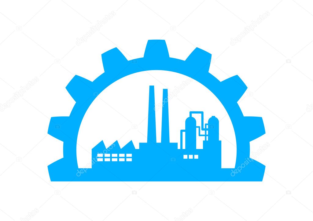 Blue industrial icon on white background