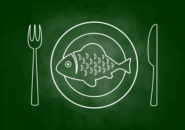 Dessin de poisson sur tableau noir — Image vectorielle